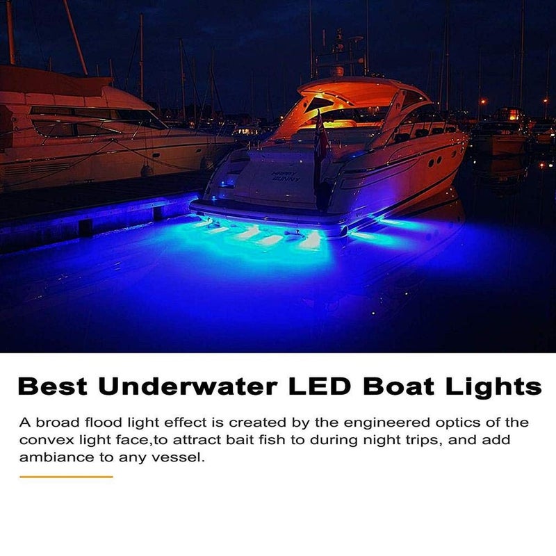LABLT Blue 27 50W Underwater Marine Transom Lights - 316 Stainless Steel Pontoon Transom Lights for Fishing Night Use - Image 4